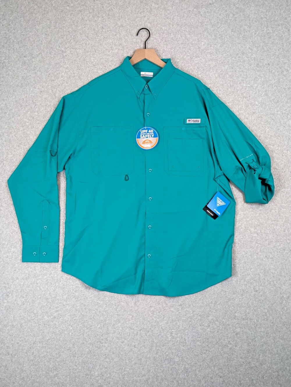 Columbia PFG Fishing Shirt Men's XL Green Vented Lightweight Crystal Springs NWT